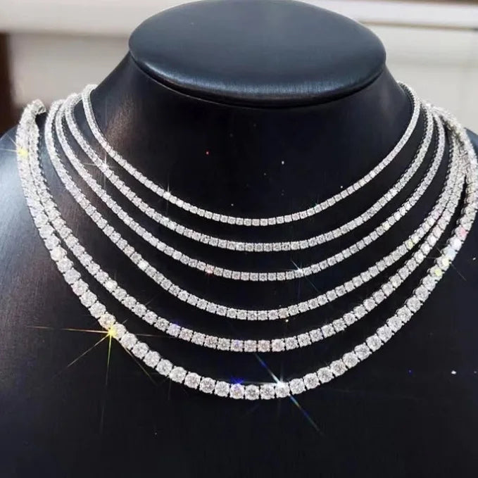 Nice Certified Moissanite Tennis Necklace 3/4/5/6mm Solid 925 Sterling Silver Diamond Tennis Necklaces for Women Man