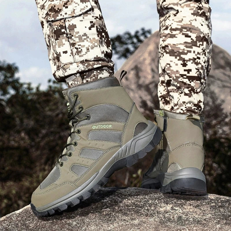 High-Top Men Hiking Boot Winter Outdoor Shoes Lace-Up Non-slip Sports Casual Trekking Boots Man Suede Warm Shoes Men Winter