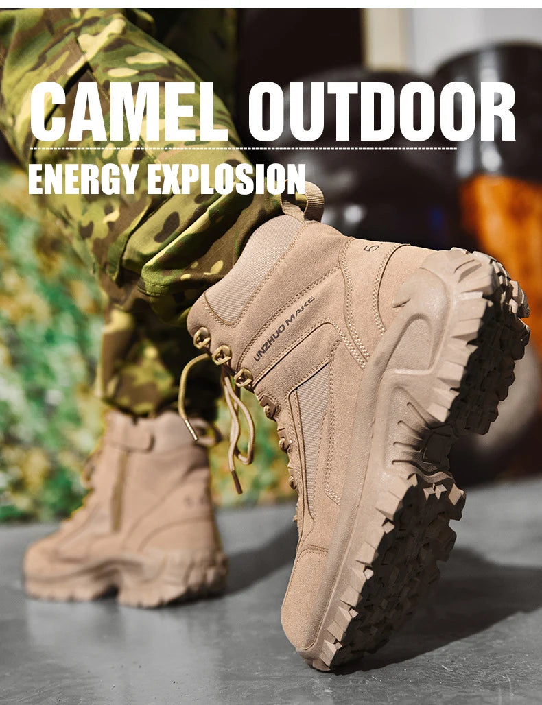 CHRLCK Men Non-Slip Hiking Shoes Combat Boots Wear-resistant Hiking Shoes Waterproof Mountaineering Trekking Boots Outdoor Sport