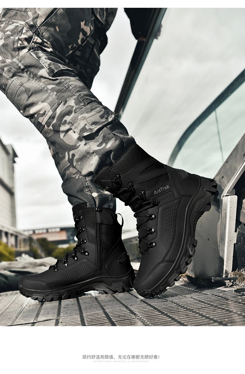 High Quality Fashion Brown Men's Hiking Boots Plus Size 46 Outdoor Tactical Boots Men Non-slip Trekking Boots for Men 2026