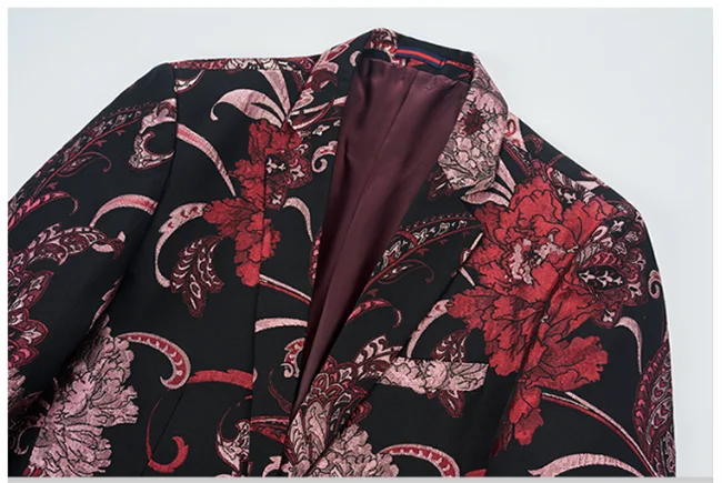 New Men Fashion Trend Wedding Party Jacquard Suit Jacket Single-breasted Slim Blazer Singer Host Stage Performance Dress Coats