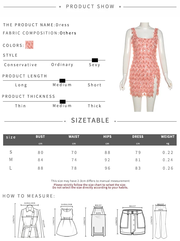 Nibber Fashion Sequins Tassel Mini Dress Women Summer New Trend Square Collar Sleeveless Backless Splits Hem Midnight Outfits