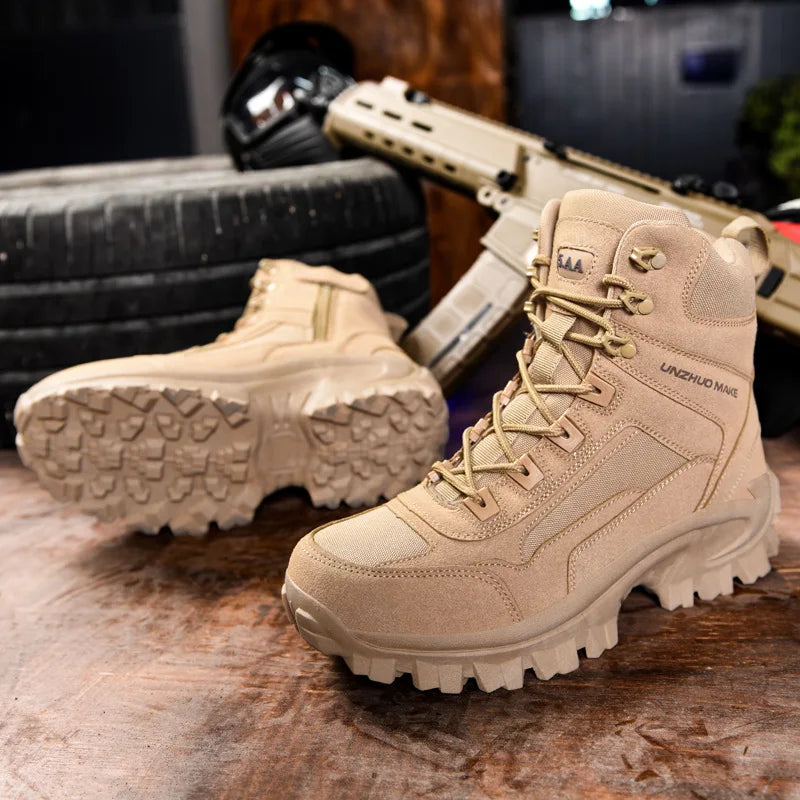CHRLCK Men Non-Slip Hiking Shoes Combat Boots Wear-resistant Hiking Shoes Waterproof Mountaineering Trekking Boots Outdoor Sport