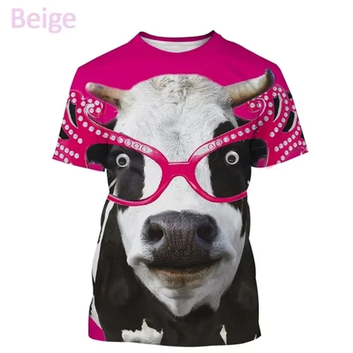 3D Printing Cow Animal T-Shirt For Men Women Funny Retro Pattern T Shirts Summer Loose Streetwear Tops O-Neck Tees Short Sleeves