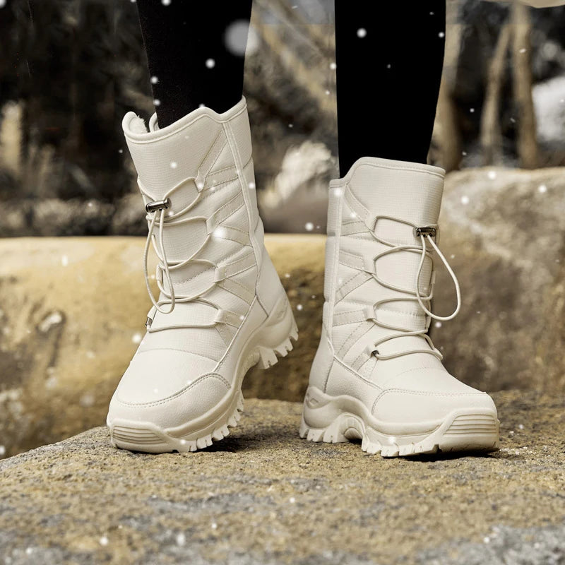 Women's Anti-Slip High-Top Trekking Boots Plush Warm Snow Shoes for Outdoor Hiking Mountain Climbing Winter Outdoor Activities
