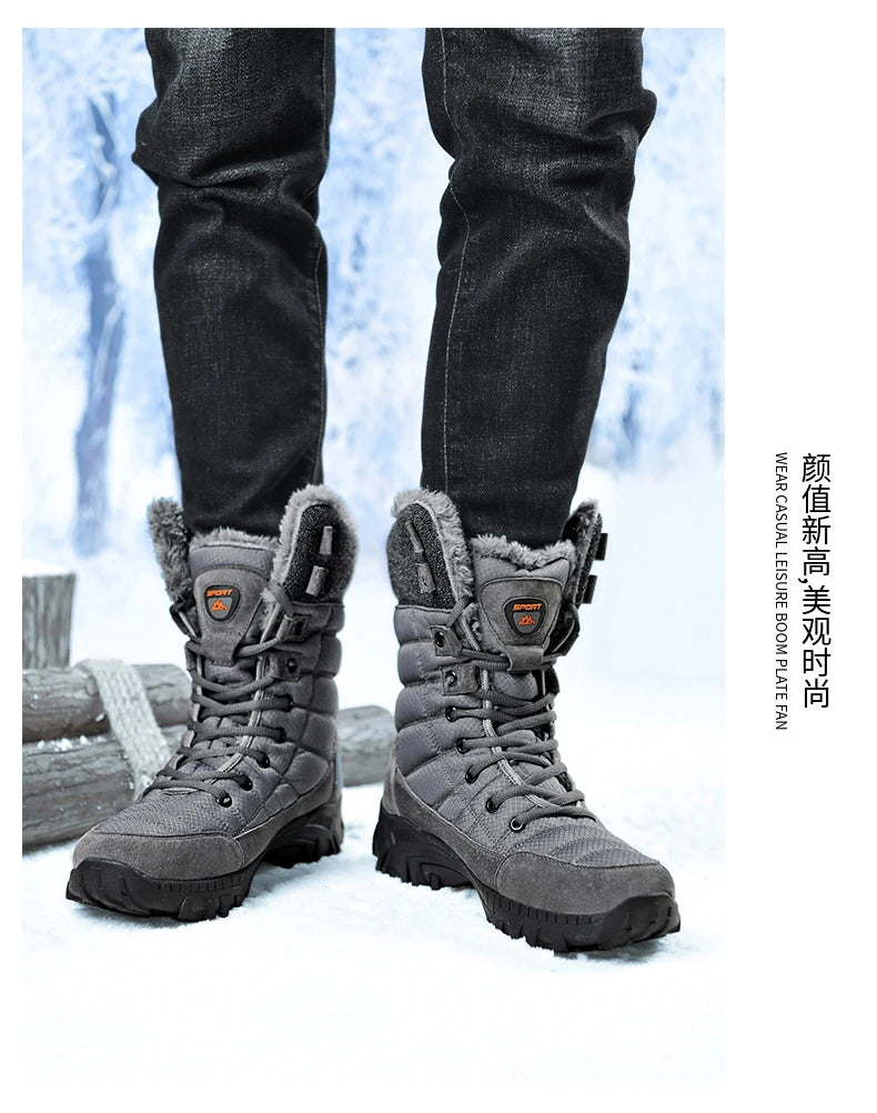 Men Shoes Snow Boots Men  Plus Velvet Warm Trend  High Top Winter 2023 New Outdoor Mountaineering Padded Mens Hiking Boots