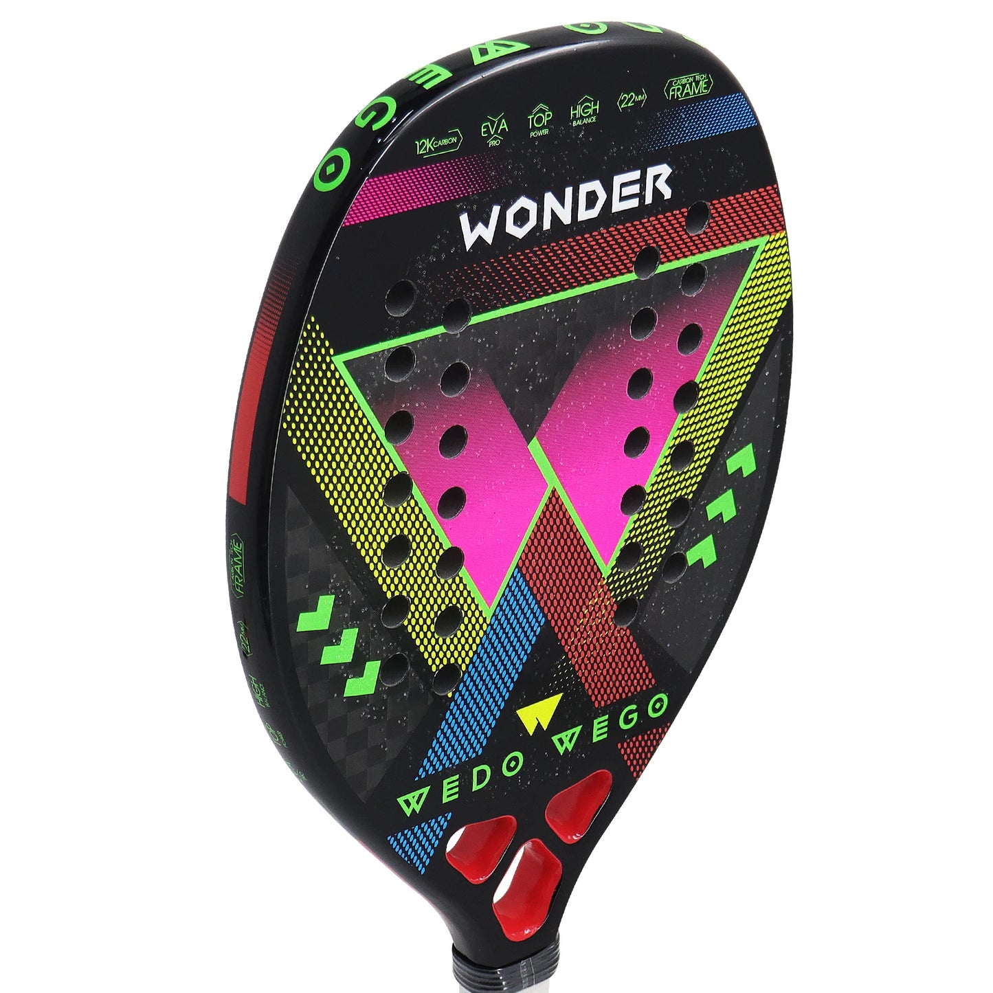 Pro-Grade Beach Tennis Racket - Carbon Fiber Material, Precision Drilled Holes & Frosted Rough Surface