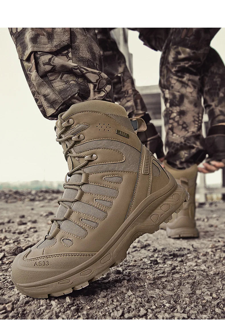 CHRLCK Men's Hiking Shoes Anti-slip Wear-resistant Tactical Boots Waterproof Military Trekking Boots Men Outdoor Travel Shoes