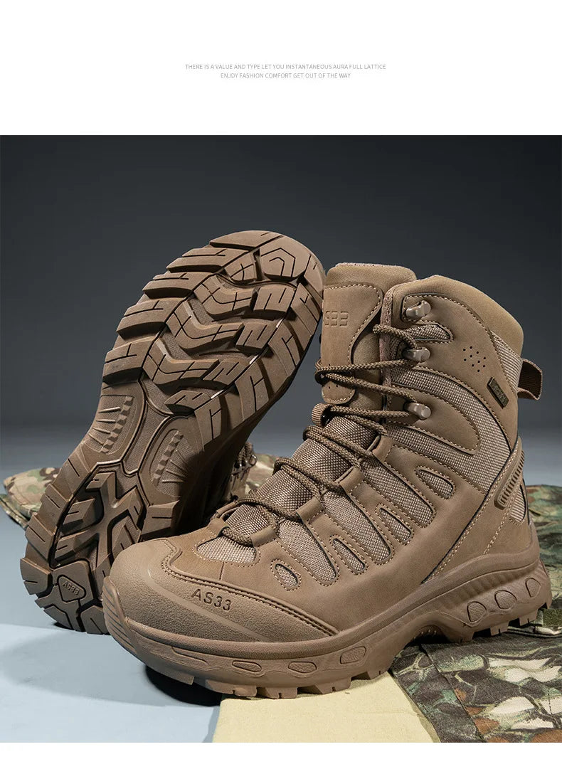 CHRLCK Men's Hiking Shoes Anti-slip Wear-resistant Tactical Boots Waterproof Military Trekking Boots Men Outdoor Travel Shoes