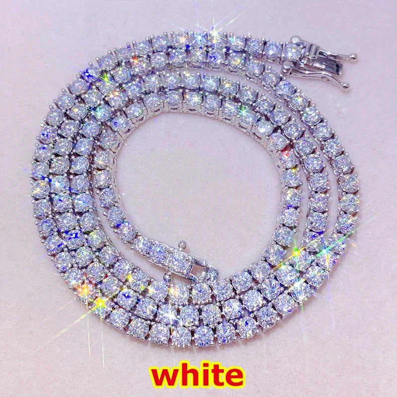 [Tennis Chain] Premium Unisex Moissanite Tennis Necklace for Men Original 925 Sterling Silver Hip Hop Tennis Bracelets for Women