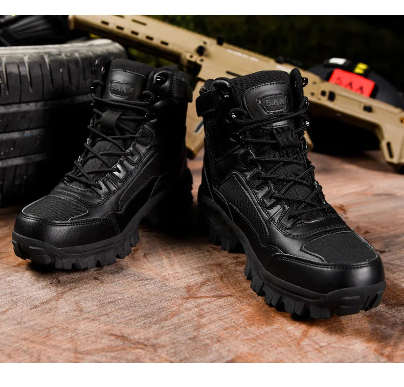CHRLCK Men Non-Slip Hiking Shoes Combat Boots Wear-resistant Hiking Shoes Waterproof Mountaineering Trekking Boots Outdoor Sport
