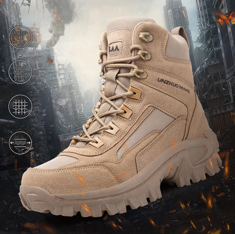CHRLCK Men Non-Slip Hiking Shoes Combat Boots Wear-resistant Hiking Shoes Waterproof Mountaineering Trekking Boots Outdoor Sport