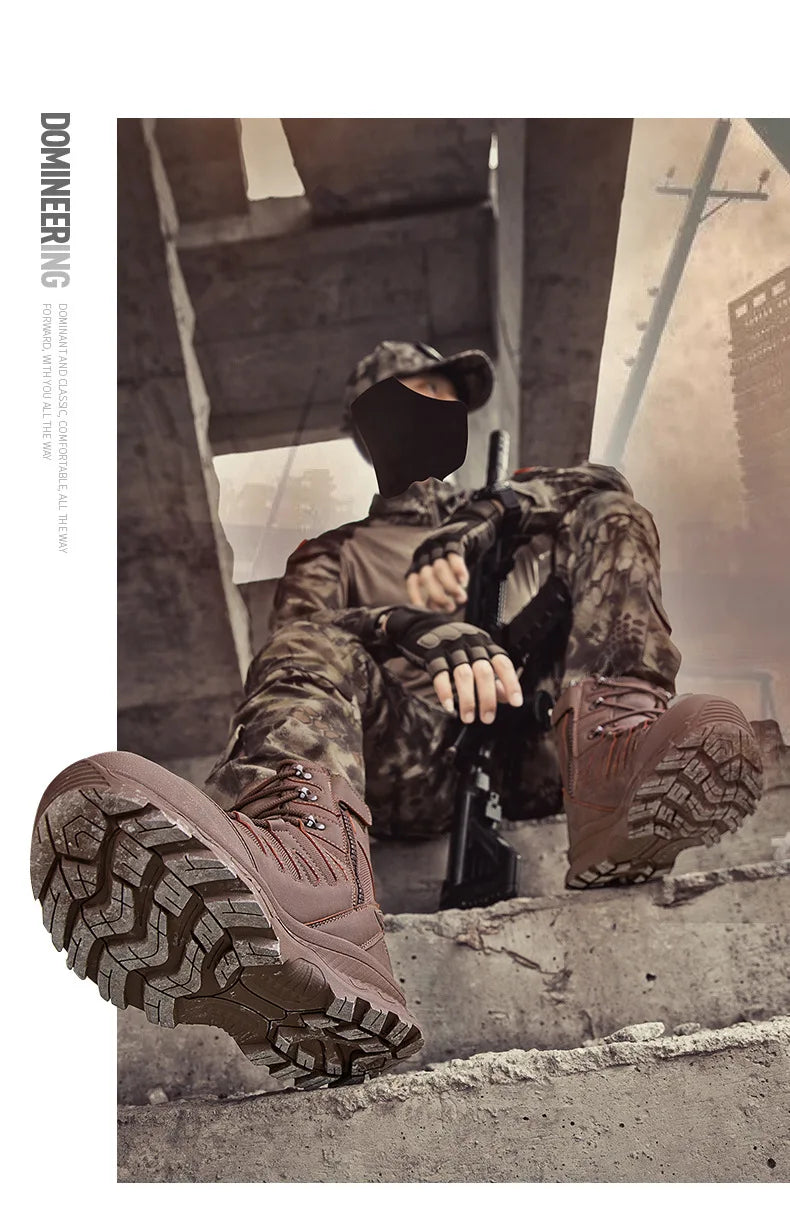 CHRLCK Men's Hiking Shoes Anti-slip Wear-resistant Tactical Boots Waterproof Military Trekking Boots Men Outdoor Travel Shoes