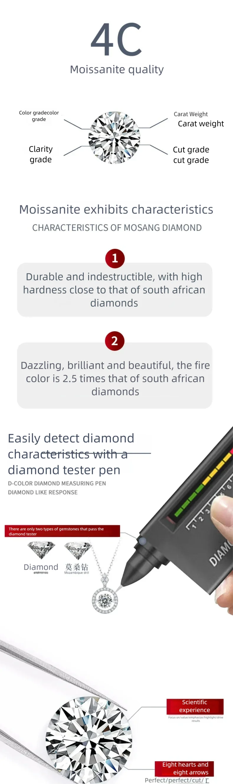 0.5-2CT D Color Moissanite Woman Pendant Sier Necklace For Women Chains Party Bridal Fine Jewelry 925sterling Silver Necklace