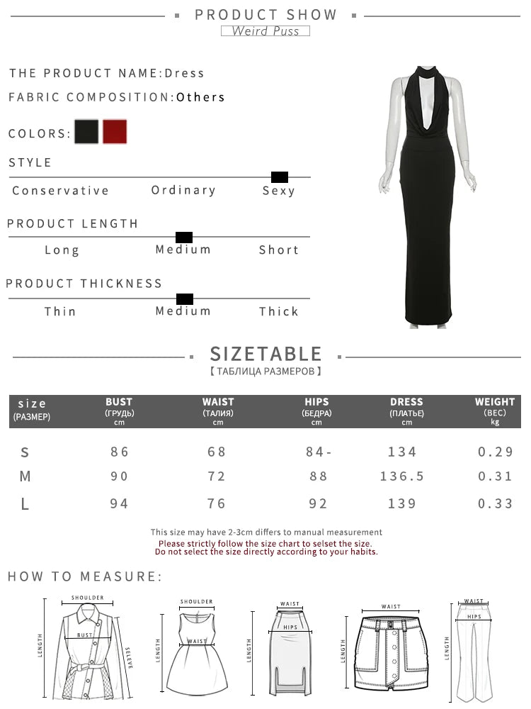 Weird Puss Hollow Halter Dress Women Low-Neck Backless Sexy Sleeveless Slits Robe Trend Midnight Banquet Coquettish Long Bodycon