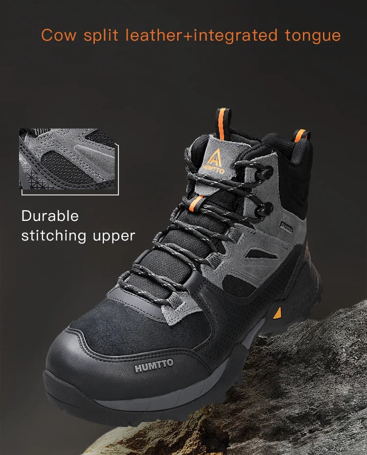 HUMTTO Waterproof Womens Hiking Shoes Luxury Designer Boots for Women Outdoor Climbing Trekking Sneakers New Leather Ankle Boots