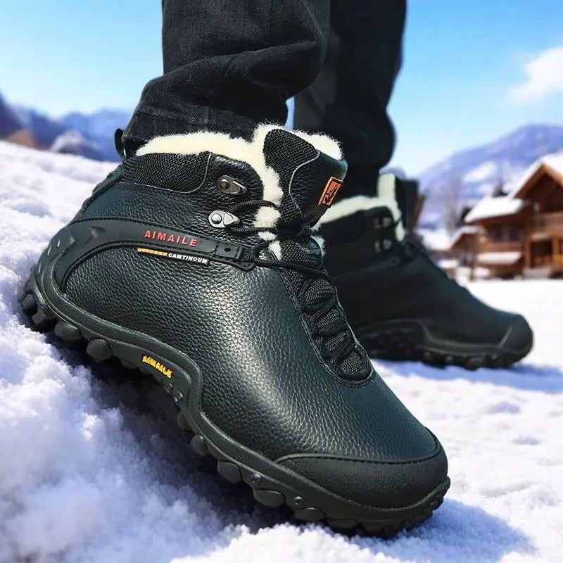 Cow Leather Winter Men Hiking Boots For Women Outdoor Waterproof Treeking Snow Shoes Climbing Mountain Hunting Walking Sneakers