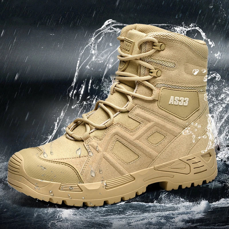 CHRLCK Men's Hiking Shoes Waterproof Non-slip Trekking Boots Outdoor Sport Wear-resistant Mountaineering Tactical Shoes