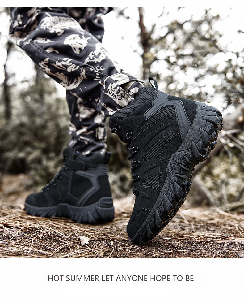 CHRLCK Tactical Boots Outdoor Sports Men's Trekking Boots Waterproof Hiking Shoes Shock Absorbing Anti-slip Sneakers Male
