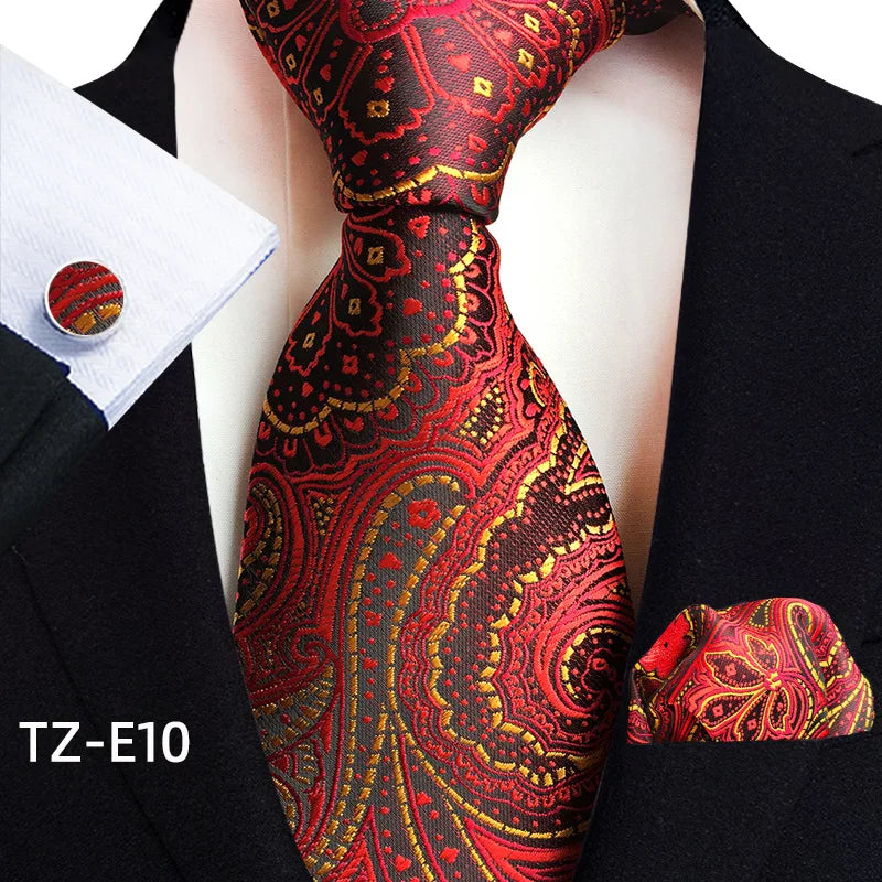 Luxury Men Tie Gold Paisley Necktie Set For Man Brand Business Daily Wear Gift Fit Wedding Workplace Suit Accessories Wholesale
