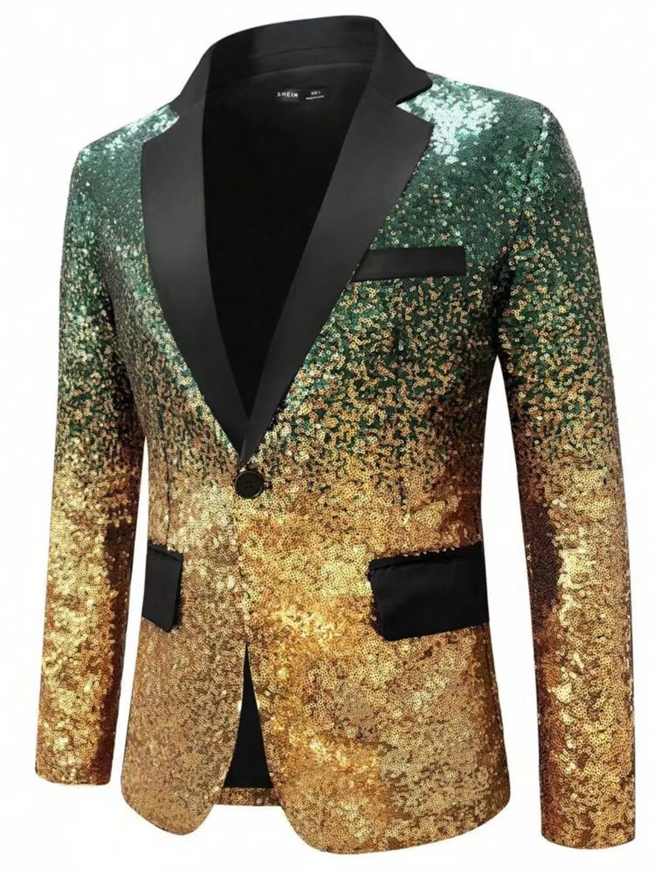 New men's Slim fashion big size sequins gradient color suit single-button jacket multi-color optional S-XXL size