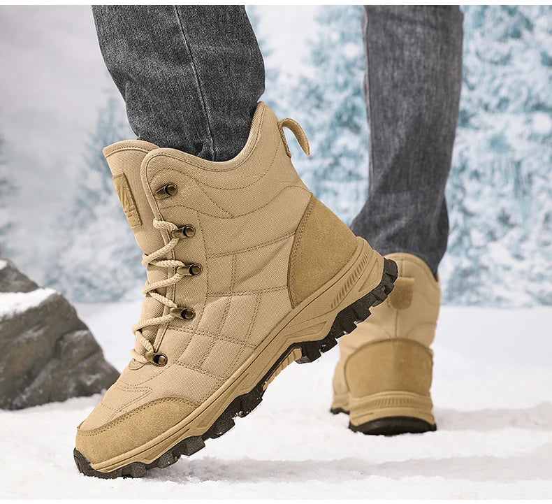 Winter Velvet Hiking Boots Men Warm Fur High Top Trekking Boots Man Outdoor Waterproof Men's Climbing Shoes zapatillas de hombre