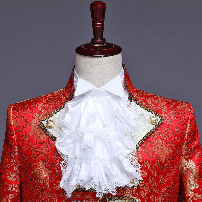Palace Performance Dress Men Luxurious Jacquard Suits 2025 New Fashion Singer Pianist Stage Blazer Jacket and Pants with Vest