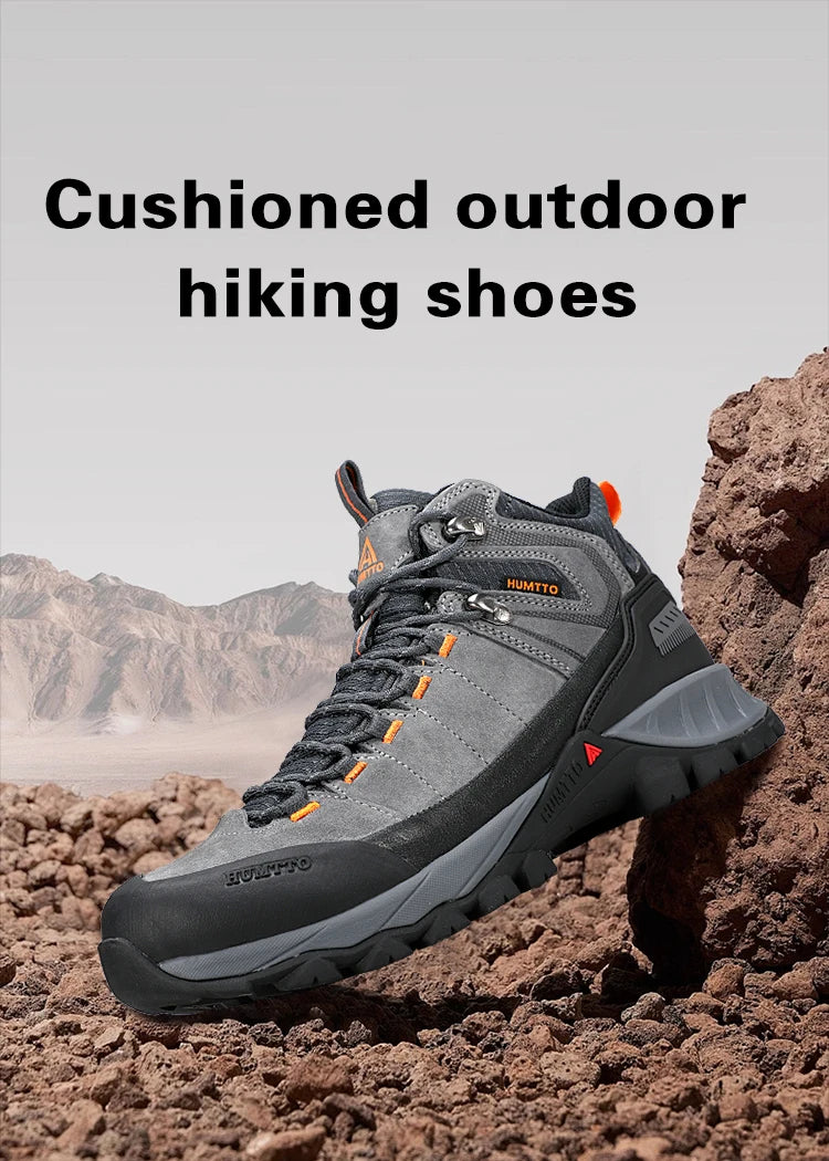HUMTTO Hiking Shoes Men Trainers Outdoor Trekking Boots Mens Breathable Winter Men's Sports Shoes Leather Safety Work Sneakers