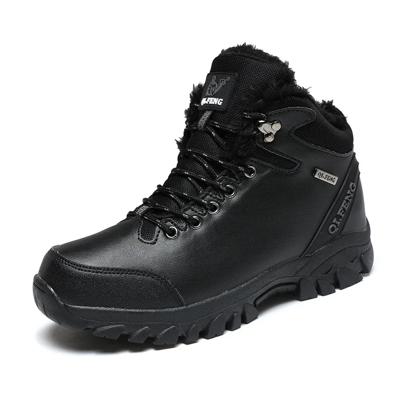 Men Winter Snow Boots Waterproof Leather Sneakers Super Warm Men's Boots Outdoor Male Hiking Boots Work Shoes Zapatillas Hombre