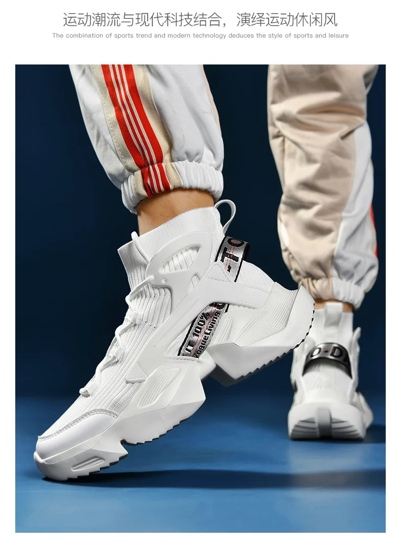 Running Shoes Casual High Top Men Sports Tenis Ankle Boots Breathable Lightweight Men Comfortable Athletic Nonskid Sock Sneakers