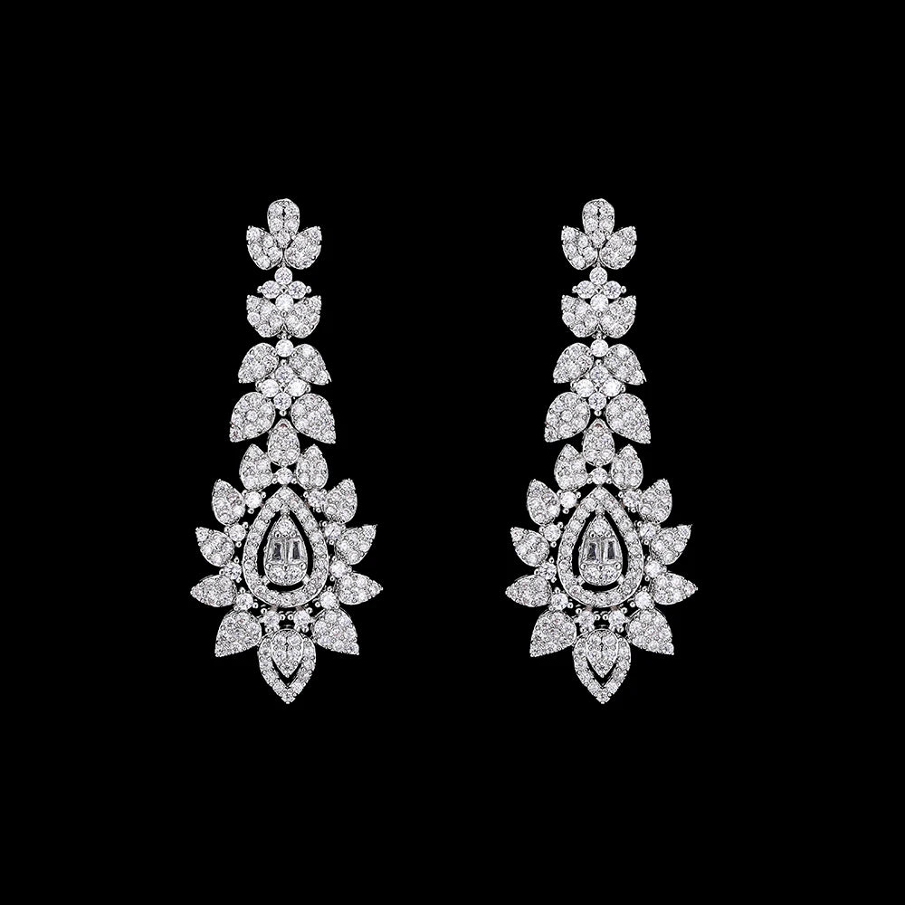 Fashion Zirconia UAE Dubai Bridal Jewelry Set For Women Double Layer Wedding Necklace Set 4pcs Jewelry Accessories