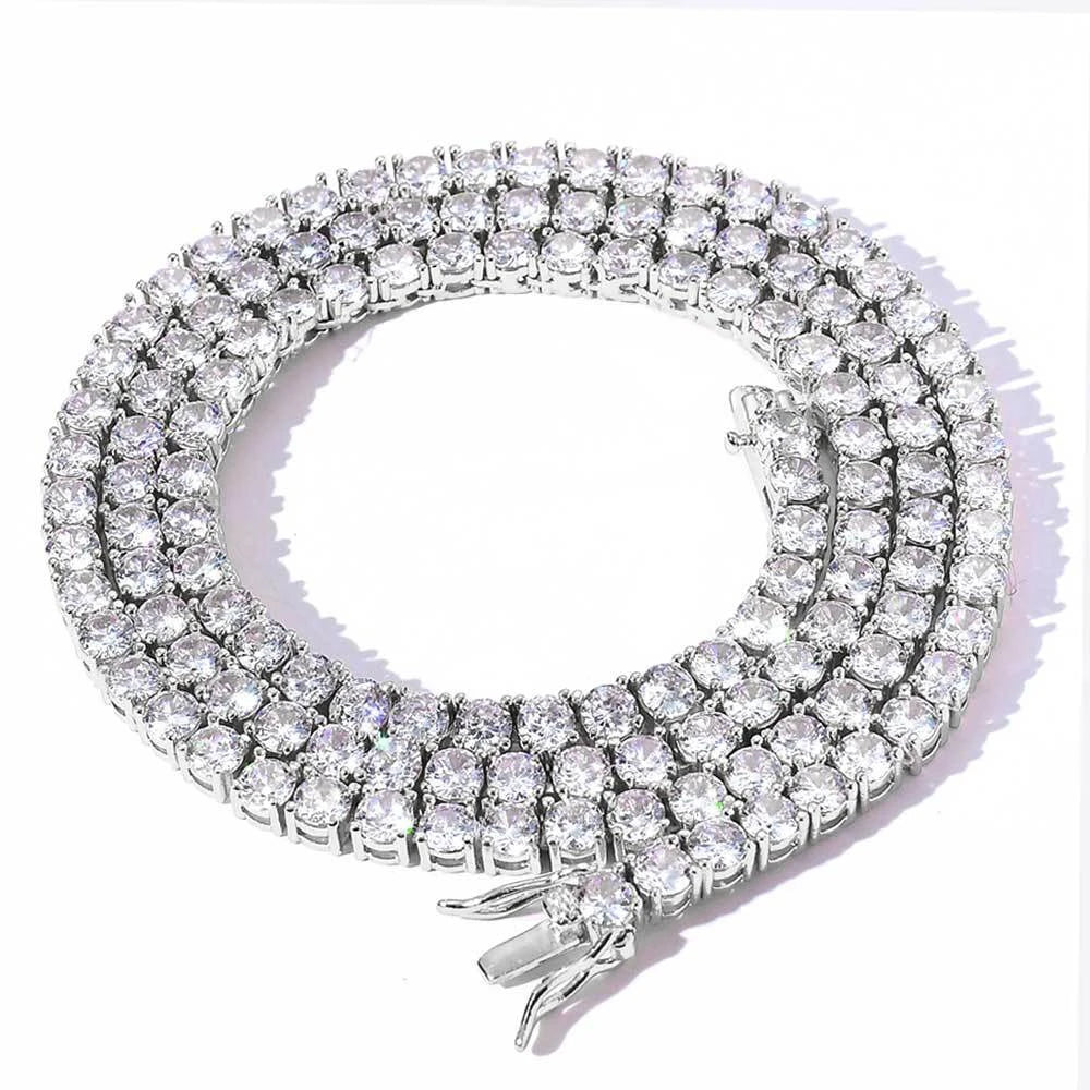 MooSuun 3/4/5/6.5mm Moissanite Tennis Necklace for Women Men Sparkling Lab Diamond S925 Sterling Silver Luxury Fine Jewelry