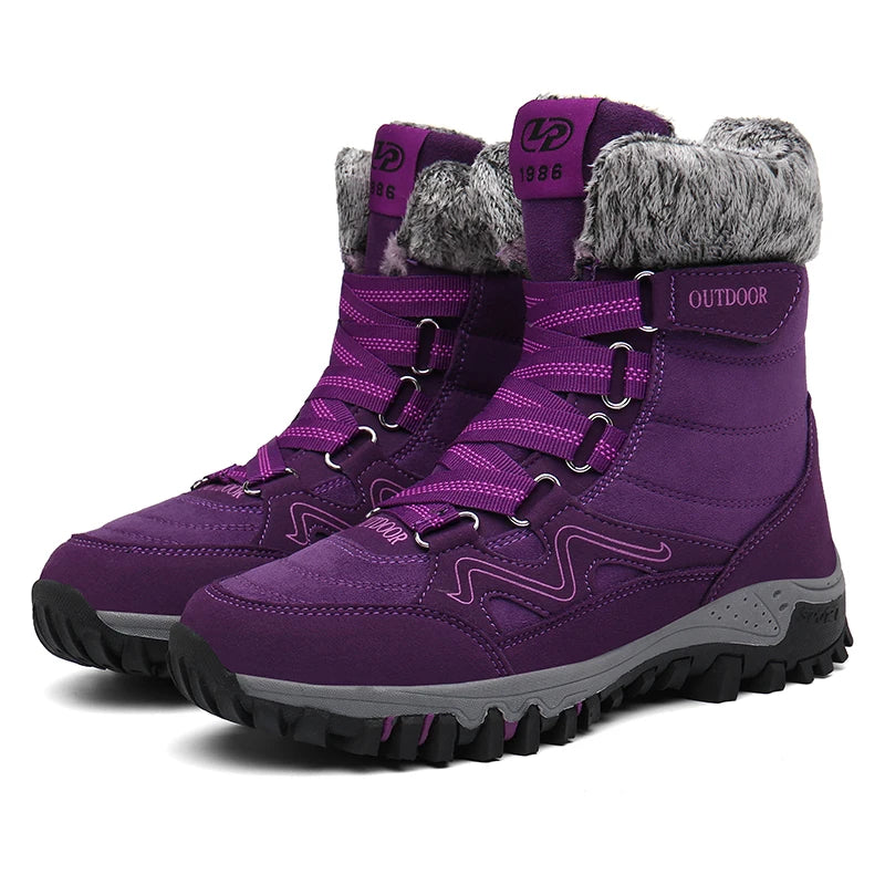 Winter Hiking Shoes Plush Trekking Boots Women Mountain Camping Treking Woman Outdoor Trail Tracking Sneakers