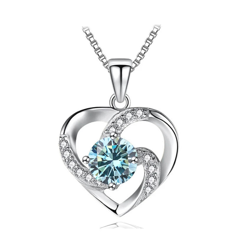 JoyceJelly 1CT Pass Tested Moissanite Heart Necklace for Women S925 Silver Gold Silver Color Diamond Pendant Birthday Party Gift
