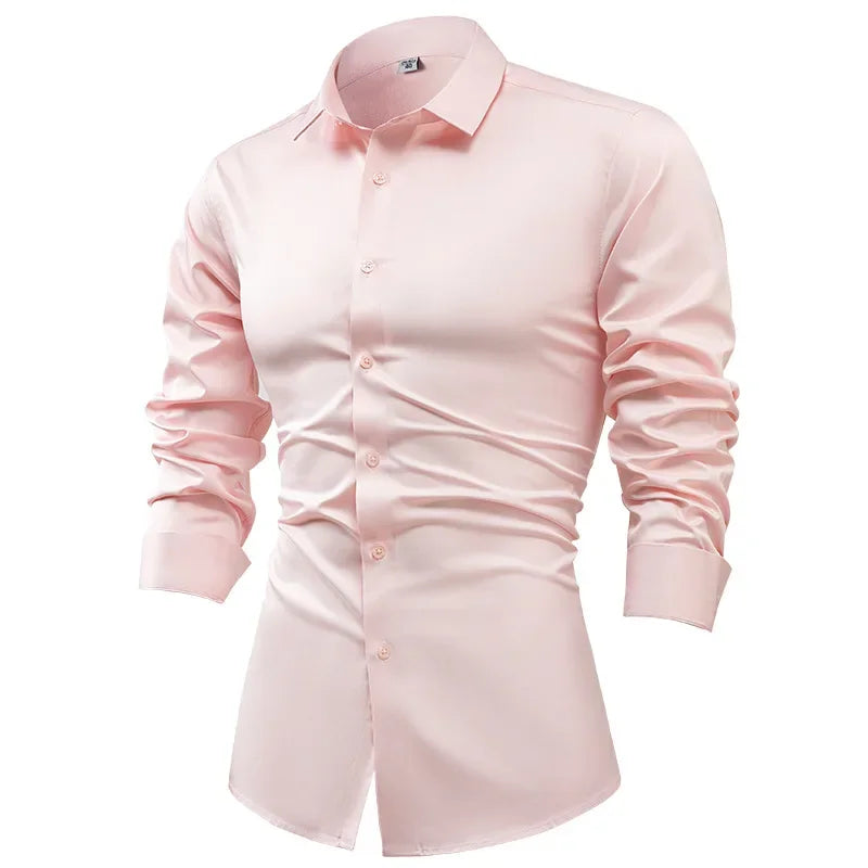 S~6XL satin plus size long sleeve shirt business casual dress shirt non-ironing wrinkle-resistant men's wholesale, men's shirts