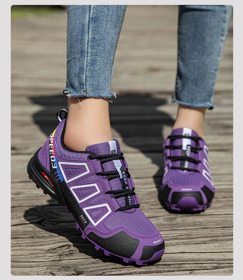 Women Hiking Shoes Breathable Cushioning Outdoor Walking Travel Shoes Ultralight  Lace Up Climbing Bicycle Running Sneakers