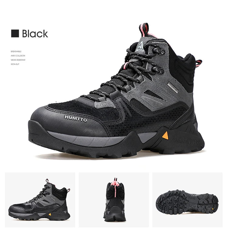 HUMTTO Waterproof Womens Hiking Shoes Luxury Designer Boots for Women Outdoor Climbing Trekking Sneakers New Leather Ankle Boots