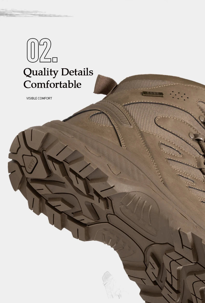 CHRLCK Men's Hiking Shoes Anti-slip Wear-resistant Tactical Boots Waterproof Military Trekking Boots Men Outdoor Travel Shoes