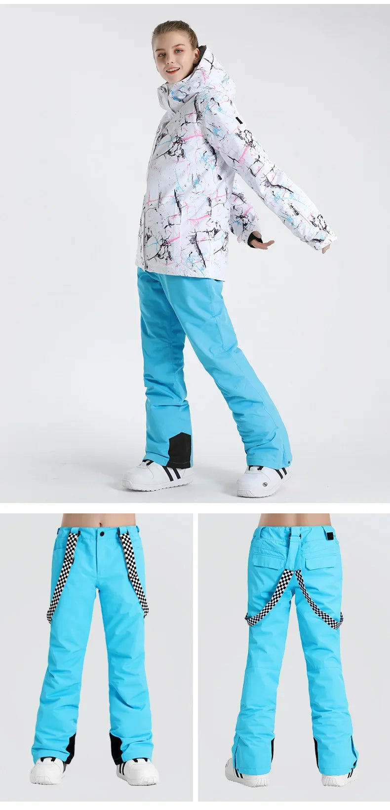 Winter Women Skiing Pants 2025 Outdoor Overalls Waterproof Windproof Snow Trousers Adult Warm Ski Pants Snowboard Sport Clothing