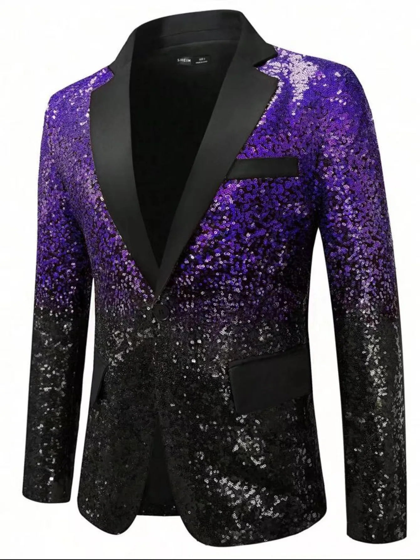 New men's Slim fashion big size sequins gradient color suit single-button jacket multi-color optional S-XXL size