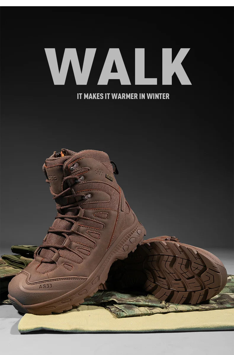 CHRLCK Men's Hiking Shoes Anti-slip Wear-resistant Tactical Boots Waterproof Military Trekking Boots Men Outdoor Travel Shoes