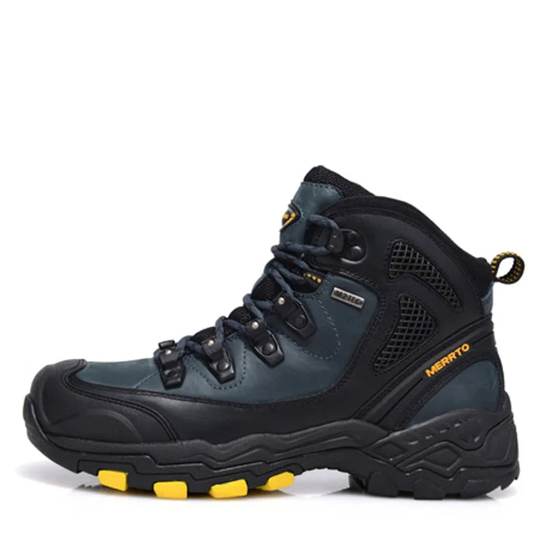 MERRTO cowhide Hiking shoes Men trekking boot mountian waterproof hunting Boots Male Sneakers Tactical Desert Combat Ankle Boots