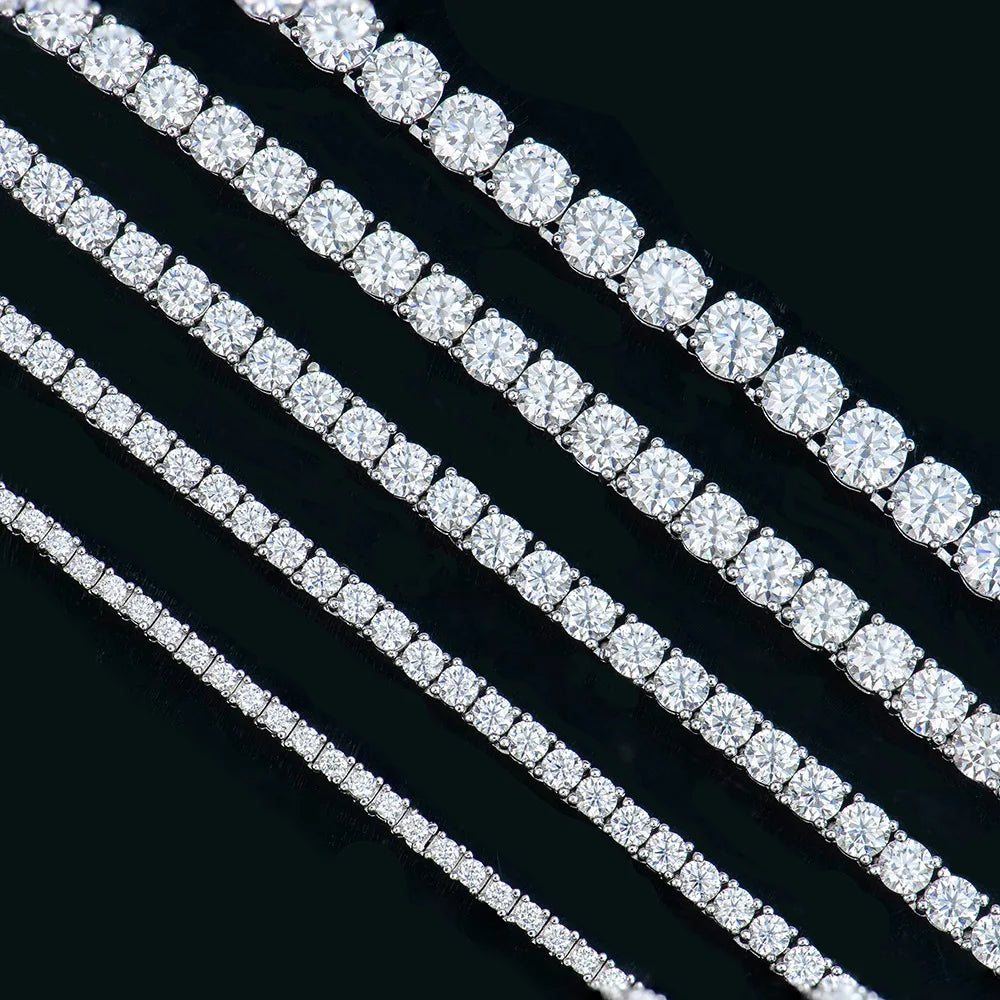 Nice Certified Moissanite Tennis Necklace 3/4/5/6mm Solid 925 Sterling Silver Diamond Tennis Necklaces for Women Man