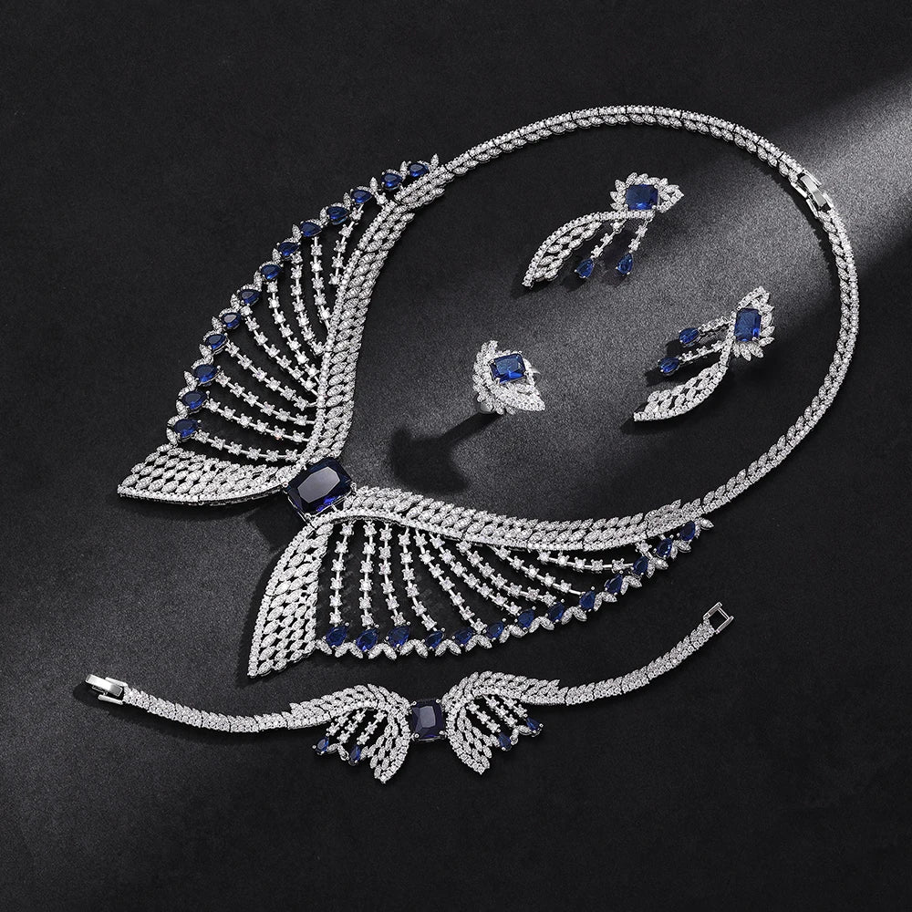 2025 New 4-piece Bridal Wedding Jewelry Set, Cubic Zirconia Women's Wedding Party Wedding Accessories Dubai, Saudi Arabia