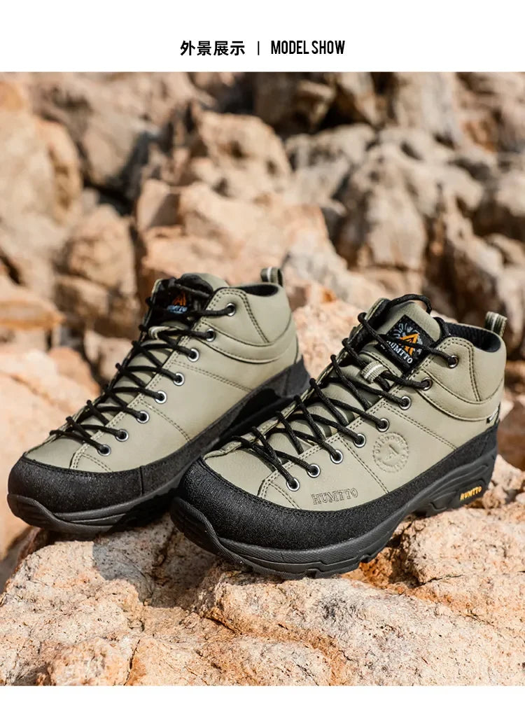 HUMTTO Hiking Shoes Breathable Camping Leather Men's Sports Shoes for Men Winter Trekking Boots Outdoor Designer Sneakers Man