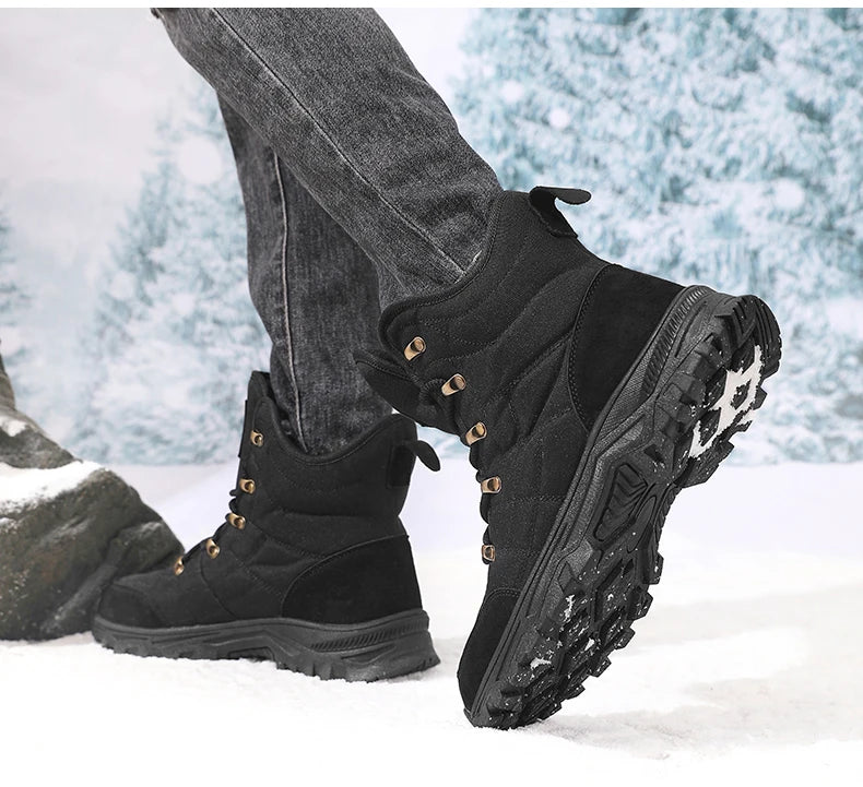 Winter Velvet Hiking Boots Men Warm Fur High Top Trekking Boots Man Outdoor Waterproof Men's Climbing Shoes zapatillas de hombre