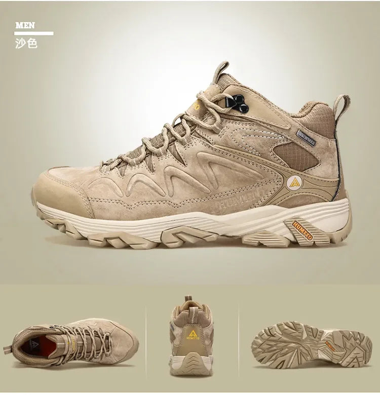 HUMTTO Hiking Shoes Breathable Camping Leather Men's Sports Shoes for Men Winter Trekking Boots Outdoor Designer Sneakers Man