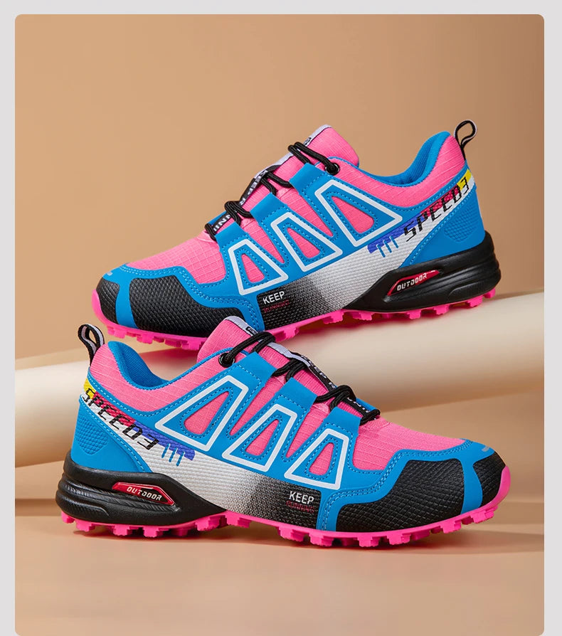 Women Hiking Shoes Breathable Cushioning Outdoor Walking Travel Shoes Ultralight  Lace Up Climbing Bicycle Running Sneakers