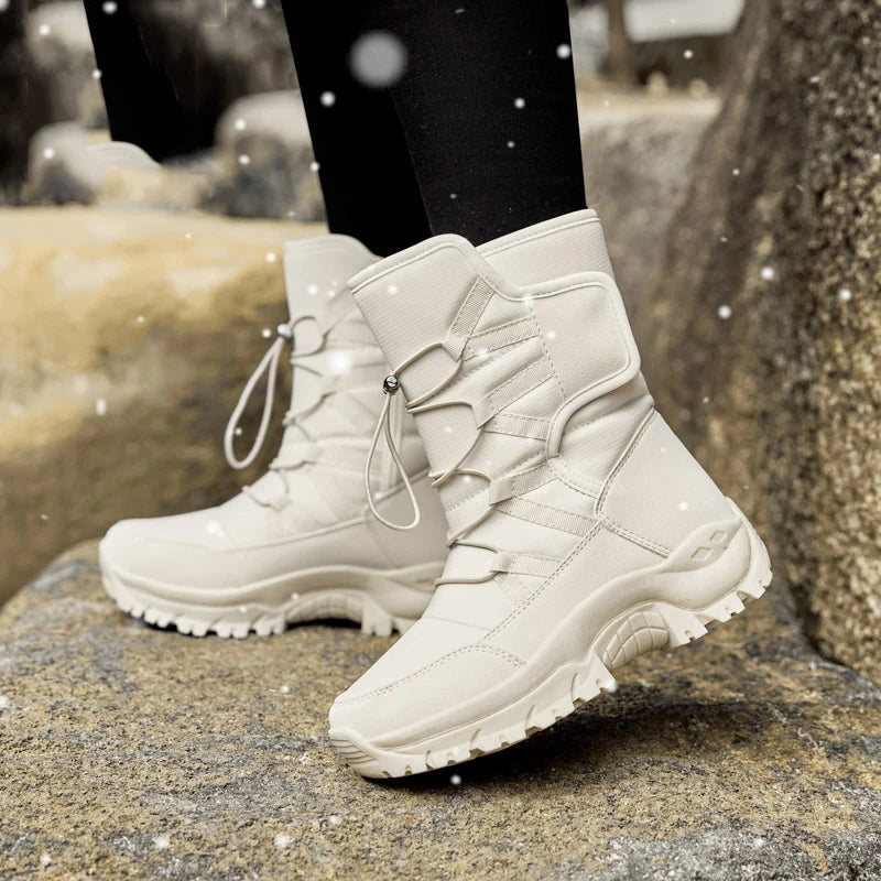 Women's Anti-Slip High-Top Trekking Boots Plush Warm Snow Shoes for Outdoor Hiking Mountain Climbing Winter Outdoor Activities