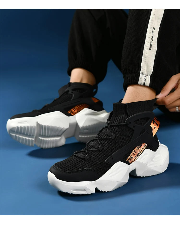 New High-top Men Sneakers Fashion Damping Tennis Shoes Breathable Men's Running Shoes Light  Men's Casual Sports Walking Shoes
